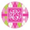 Pink & Green Argyle Round Decal - Medium (Personalized)