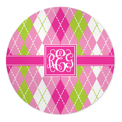 Pink & Green Argyle 5' Round Indoor Area Rug (Personalized)