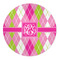Pink & Green Argyle 5' Round Indoor Area Rug (Personalized)