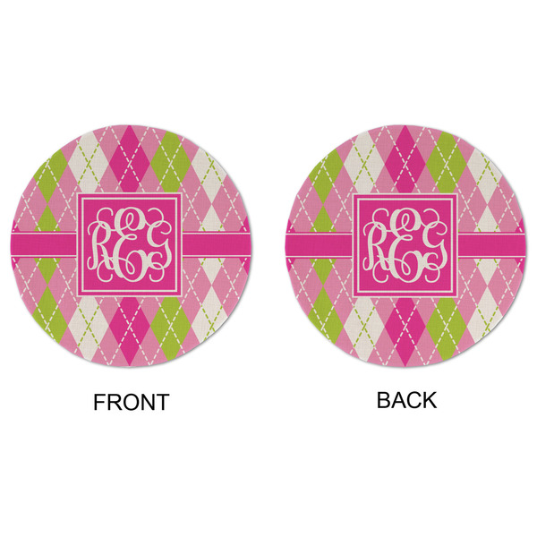 Pink & Green Argyle Round Linen Placemats - APPROVAL (double sided)