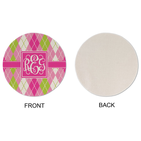 Pink & Green Argyle Round Linen Placemats - APPROVAL (single sided)
