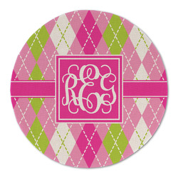 Pink & Green Argyle Round Linen Placemat - Single Sided (Personalized)