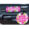 Pink & Green Argyle Round Luggage Tag & Handle Wrap - In Context