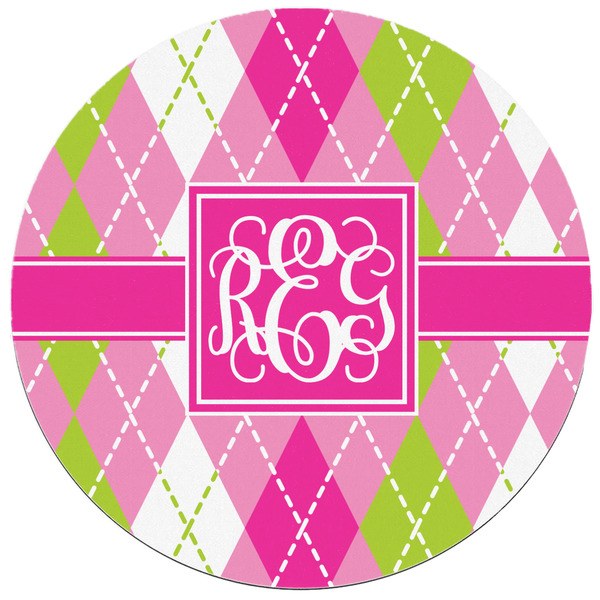 Pink & Green Argyle Round Mousepad - APPROVAL