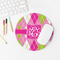 Pink & Green Argyle Round Mousepad - LIFESTYLE 2