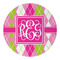 Pink & Green Argyle Round Paper Coaster - Approval