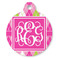Pink & Green Argyle Round Pet ID Tag - Large - Front
