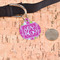 Pink & Green Argyle Round Pet ID Tag - Large - In Context