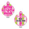 Pink & Green Argyle Round Pet Tag - Front & Back