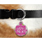 Pink & Green Argyle Round Pet Tag on Collar & Dog