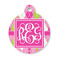 Pink & Green Argyle Round Pet ID Tag - Small (Personalized)