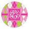 Pink & Green Argyle Round Stone Trivet (Personalized)