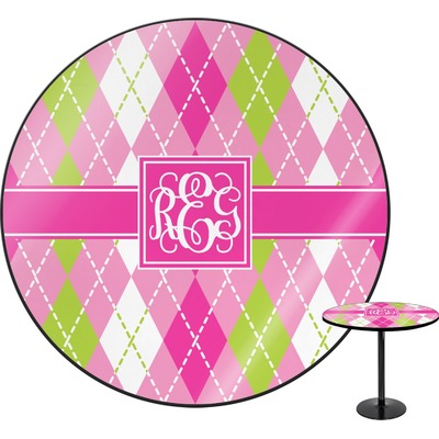 Pink & Green Argyle Round Table (Personalized)