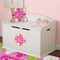 Pink & Green Argyle Round Wall Decal on Toy Chest