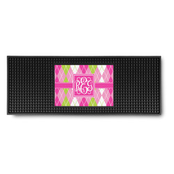 Pink & Green Argyle Rubber Bar Mat (Personalized)