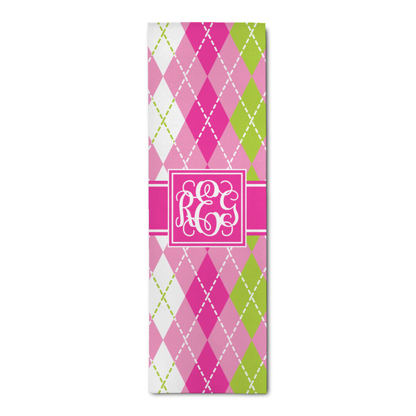 Custom Pink & Green Argyle Runner Rug - 2.5'x8' w/ Monograms