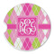 Pink & Green Argyle Sandstone Car Coaster - Single (Personalized)
