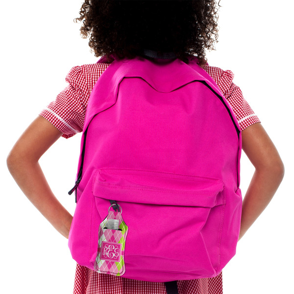 Pink & Green Argyle Sanitizer Holder Keychain - LIFESTYLE Backpack (LRG)