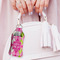 Pink & Green Argyle Sanitizer Holder Keychain - Large (LIFESTYLE)