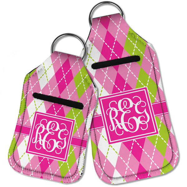 Pink & Green Argyle Sanitizer Holder Keychain - Parent Main