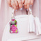 Pink & Green Argyle Sanitizer Holder Keychain - Small (LIFESTYLE)