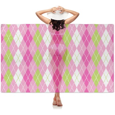 Pink & Green Argyle Sheer Sarong (Personalized)