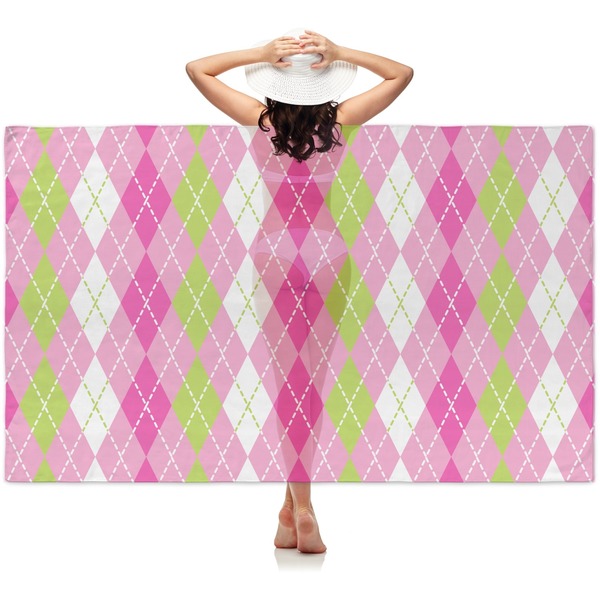 Custom Pink & Green Argyle Sheer Sarong