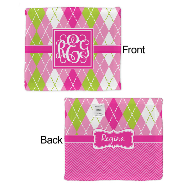 Pink & Green Argyle Security Blanket - Front & Back View
