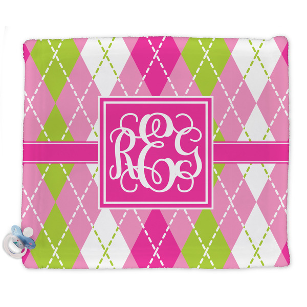 Custom Pink & Green Argyle Security Blanket - Single Sided (Personalized)