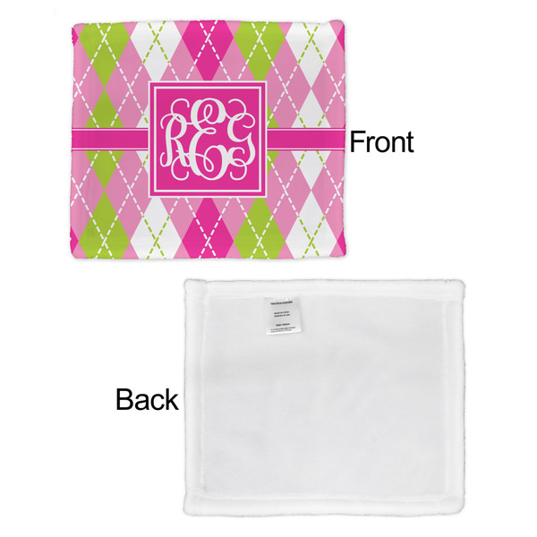 Pink & Green Argyle Security Blanket - Front & White Back View