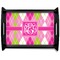 Pink & Green Argyle Black Wooden Tray - Large (Personalized)