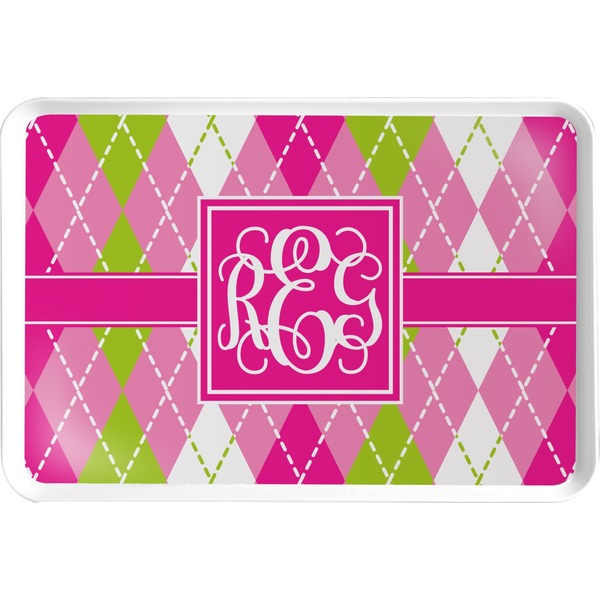 Custom Pink & Green Argyle Serving Tray (Personalized)