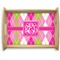 Pink & Green Argyle Natural Wooden Tray - Large (Personalized)
