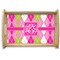 Pink & Green Argyle Serving Tray Wood Small - Main