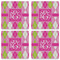 Pink & Green Argyle Set of 4 Sandstone Coasters - See All 4 View
