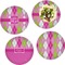 Pink & Green Argyle Set of 4 Glass Lunch / Dinner Plate 10" (Personalized)