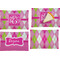 Pink & Green Argyle Set of 4 Glass Rectangular Appetizer / Dessert Plate (Personalized)
