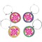Pink & Green Argyle Wine Charms (Set of 4) (Personalized)