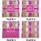 Pink & Green Argyle Set of Square Dinner Plates (Approval)