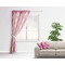 Pink & Green Argyle Sheer Curtain With Window and Rod - in Room Matching Pillow