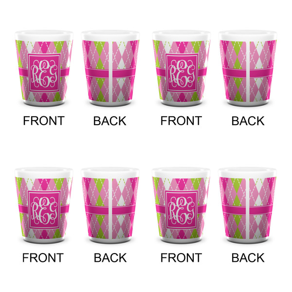 Pink & Green Argyle Shot Glass - White - Set of 4 - APPROVAL