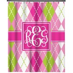 Pink & Green Argyle Extra Long Shower Curtain - 70"x84" (Personalized)