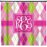 Pink & Green Argyle Shower Curtain - Custom Size (Personalized)