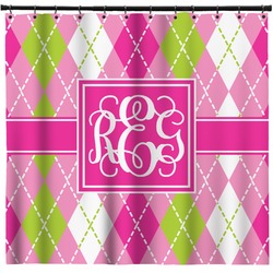 Pink & Green Argyle Shower Curtain (Personalized)