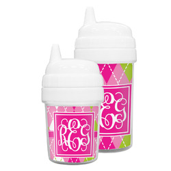 Pink & Green Argyle Sippy Cup (Personalized)