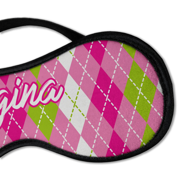 Pink & Green Argyle Sleeping Eye Mask - DETAIL Large