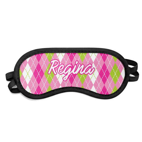 Custom Pink & Green Argyle Sleeping Eye Mask (Personalized)