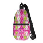 Pink & Green Argyle Sling Bag (Personalized)