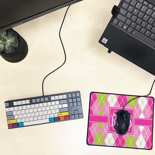 Pink & Green Argyle Small Gaming Mats - LIFESTYLE