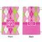 Pink & Green Argyle Small Laundry Bag - Front & Back View